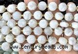 CCB2120 15 inches 10mm faceted coin white crazy lace agate beads