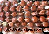 CCB2140 15 inches 10mm faceted coin brecciated jasper beads