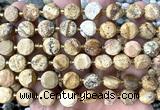 CCB2143 15 inches 10mm faceted coin picture jasper beads