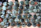 CCB2147 15 inches 10mm faceted coin blood jasper beads