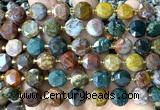 CCB2152 15 inches 10mm faceted coin ocean jasper beads