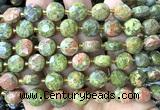 CCB2175 15 inches 10mm faceted coin unakite gemstone beads
