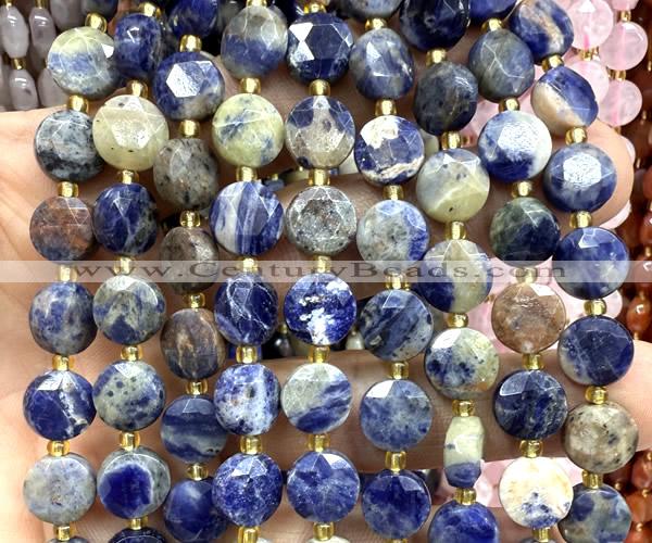 CCB2185 15 inches 10mm faceted coin orange sodalite beads
