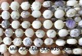 CCB2207 15 inches 10mm faceted coin white opal beads