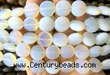 CCB2270 15 inches 15mm flat round matte opalite beads wholesale