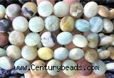 CCB2272 15 inches 15mm flat round matte colorful amazonite beads