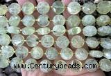 CCB2305 15 inches 12mm faceted coin green rutilated quartz beads