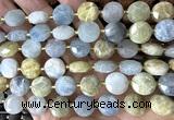 CCB2312 15 inches 12mm faceted coin aquamarine gemstone beads