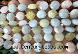 CCB2314 15 inches 12mm faceted coin morganite gemstone beads