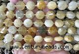 CCB2315 15 inches 12mm faceted coin yellow morganite beads