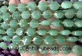 CCB2328 15 inches 12mm faceted coin green aventurine jade beads