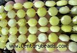 CCB2330 15 inches 12mm faceted coin lemon jade beads