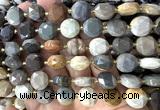 CCB2341 15 inches 12mm faceted coin American picture jasper beads