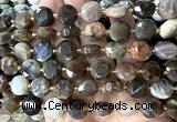 CCB2342 15 inches 12mm faceted coin wooden jasper beads
