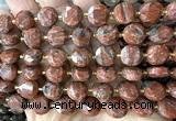 CCB2348 15 inches 12mm faceted coin red sesame jasper beads