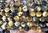CCB2363 15 inches 12mm faceted coin golden & blue tiger eye beads