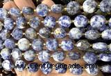 CCB2374 15 inches 12mm faceted coin blue spot stone beads