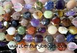 CCB2378 15 inches 12mm faceted coin colorful gemstone beads