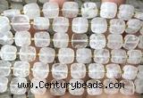 CCB2400 15 inches 10mm faceted square Angolan white quartz beads
