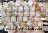 CCB2401 15 inches 10mm faceted square yellow quartz beads