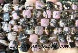 CCB2408 15 inches 10mm faceted square rhodonite gemstone beads