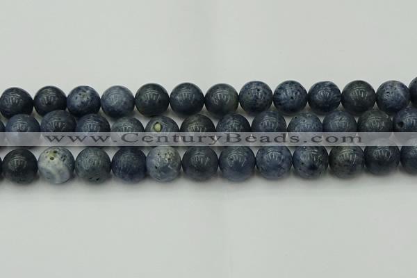 CCB456 15.5 inches 16mm round blue coral beads wholesale