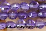 CCB531 15.5 inches 4mm faceted coin amethyst gemstone beads