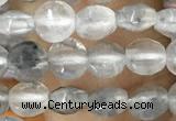 CCB533 15.5 inches 4mm faceted coin cloudy quartz beads