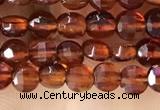 CCB536 15.5 inches 4mm faceted coin orange garnet beads wholesale