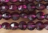 CCB537 15.5 inches 4mm faceted coin purple garnet beads wholesale