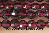 CCB538 15.5 inches 4mm faceted coin red garnet beads wholesale