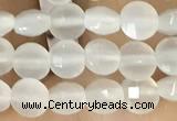 CCB542 15.5 inches 4mm faceted coin white moonstone beads