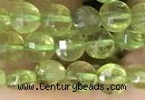 CCB547 15.5 inches 4mm faceted coin peridot gemstone beads