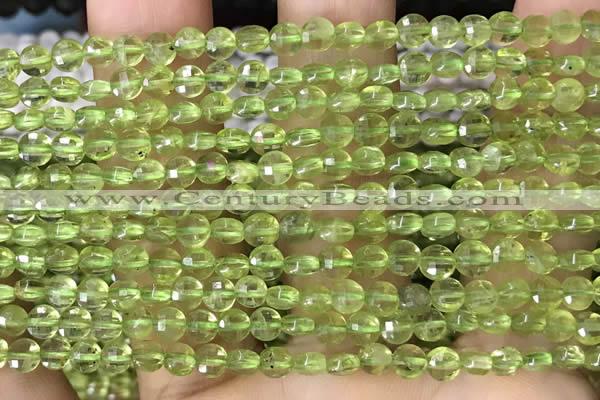 CCB547 15.5 inches 4mm faceted coin peridot gemstone beads