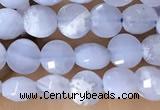 CCB551 15.5 inches 4mm faceted coin blue lace agate beads