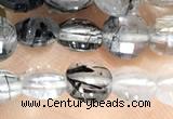 CCB609 15.5 inches 6mm faceted coin black rutilated quartz beads