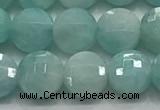 CCB701 15.5 inches 6mm faceted coin amazonite gemstone beads