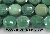 CCB709 15.5 inches 6mm faceted coin grass agate gemstone beads