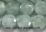 CCB729 15.5 inches 8mm faceted coin green angel skin gemstone beads