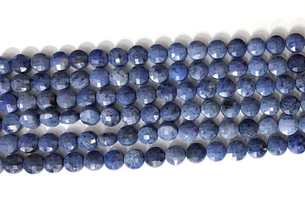 CCB760 15.5 inches 8mm faceted coin blue dumortierite beads