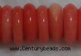 CCB81 15.5 inches 5*13mm roundel pale red coral beads Wholesale