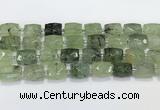 CCB886 11*15mm-12*16mm faceted cuboid green rutilated quartz beads wholesale