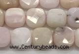 CCB909 15.5 inches 8*8mm faceted square pink opal beads