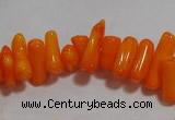 CCB92 15.5 inch 4*11mm irregular branch yellow coral chip beads