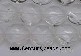 CCC503 15.5 inches 10mm faceted coin natural white crystal beads