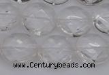 CCC505 15.5 inches 14mm faceted coin natural white crystal beads