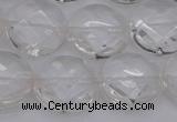 CCC507 15.5 inches 18mm faceted coin natural white crystal beads