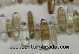 CCH340 15.5 inches 5*20mm gold sand quartz chips beads wholesale
