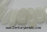 CCH407 15.5 inches 6*18mm - 10*22mm white jade chips beads