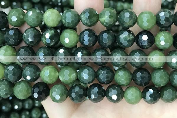 CCJ340 15.5 inches 12mm faceted round China green jade beads